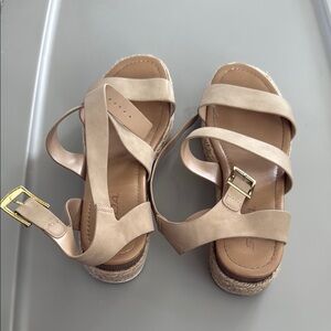 Soda Tan Sandals with Adjustable Straps and Contoured Footbed